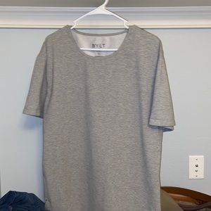 Short sleeve grey wide neck T-shirt